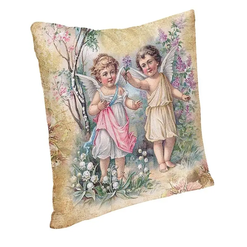 Victorian Angel Square Pillow Cover Home Decorative Vintage Angel Cushion Cover Throw Pillow for Sofa Double-sided Printing
