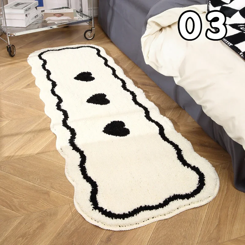 Black And White Love Bathroom Floor Mat Absorbent Non-Slip Quick-Drying Thickened Toilet Entrance Carpet Foot Rug