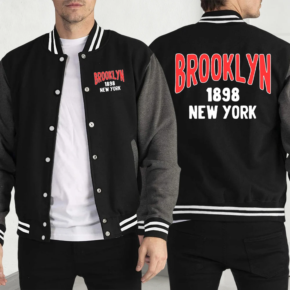 

Brooklyn 1848, Нью-Йорк, мужские куртки с буквенным принтом, разноцветные бейсбольные майки с героями мультфильмов, свободный американский топ, уличная одежда, осенняя мужская одежда
