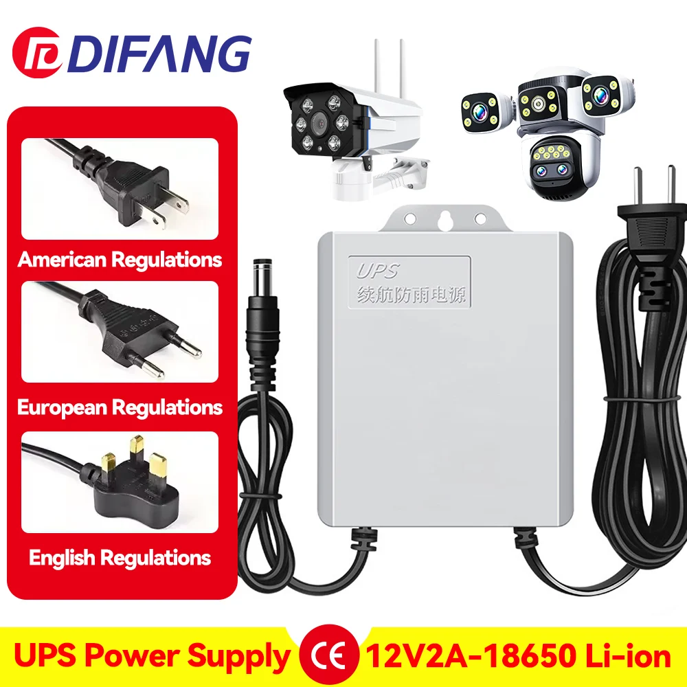 3M Camera UPS Battery Power Adapter DC12V2A Battery Power Waterproof High Temperature Power Outage Endurance For CCTV For Router