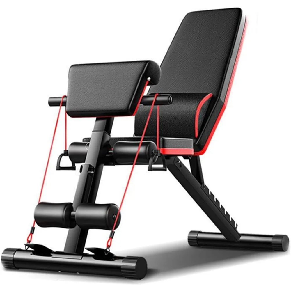 Foldable Adjustable Dumbbell Bench Leather Steel Stable Comfortable Adjustable Height 40-102cm 11kg Max Load 160kg