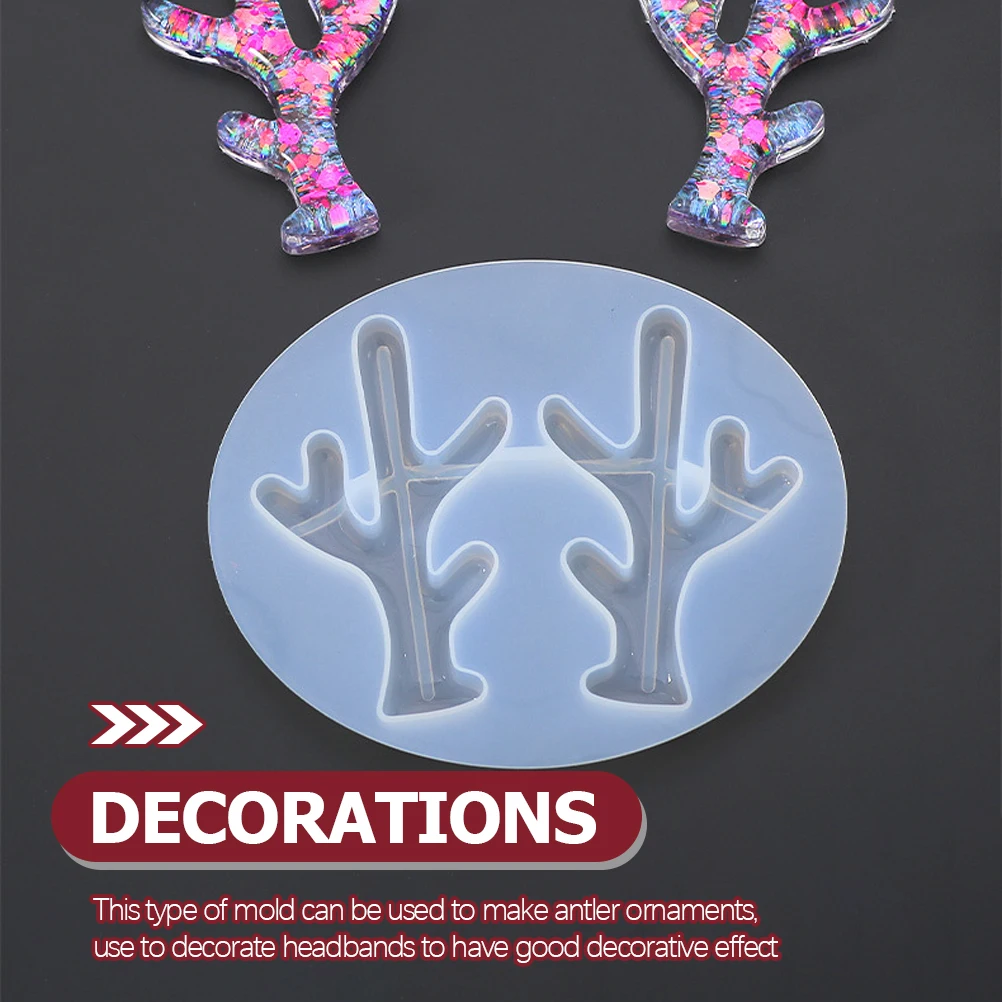

3 Pcs Antler Hair Accessories Set Resin Reindeer Molds Silicone Horn Casting Christmas Tree