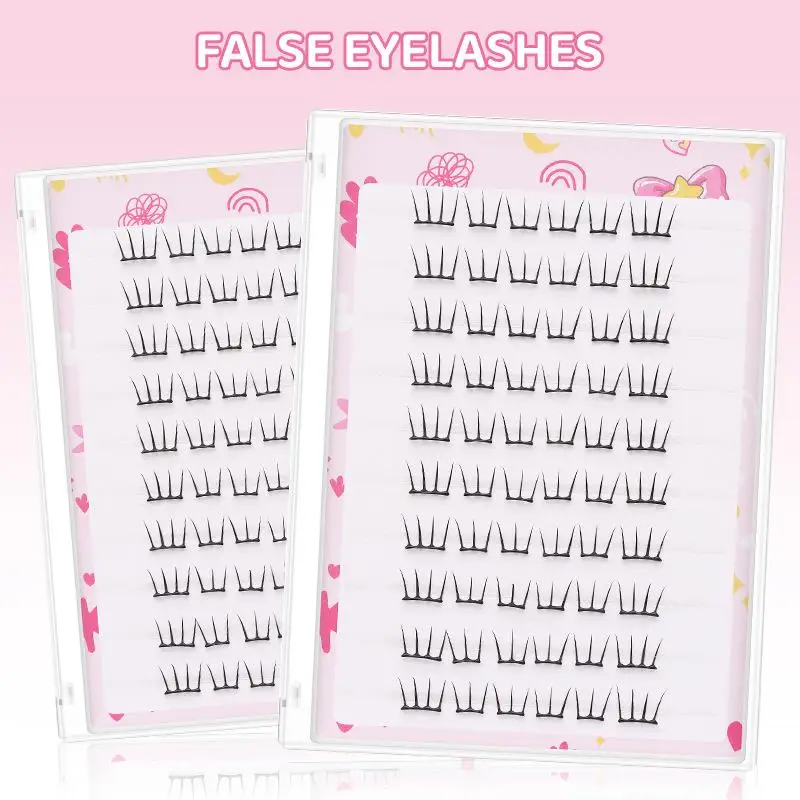 10-row Adhesive-free Natural False Eyelashes Thin Strips Adhesive-free Rows DIY 10 Natural Voluminous Segmented Eyelashes L A7J4