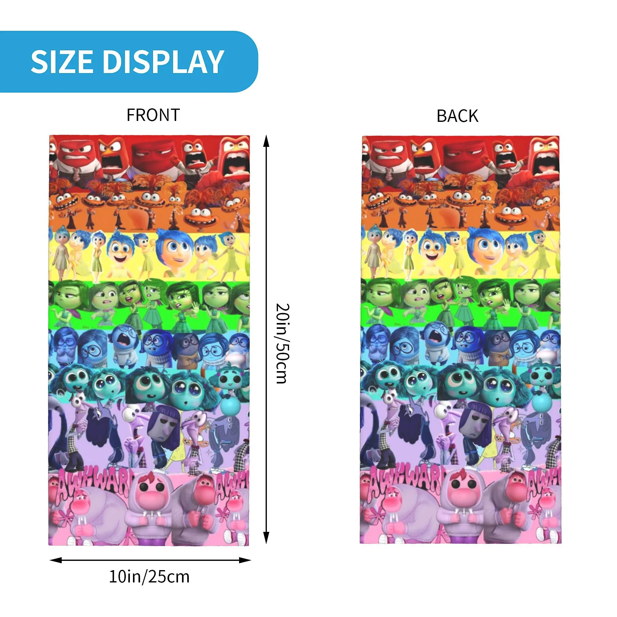 Custom Inside Out Characters Anime Cartoon Bandana Neck Gaiter for Ski Hunting Men Women Wrap Scarf  Balaclava Warmer