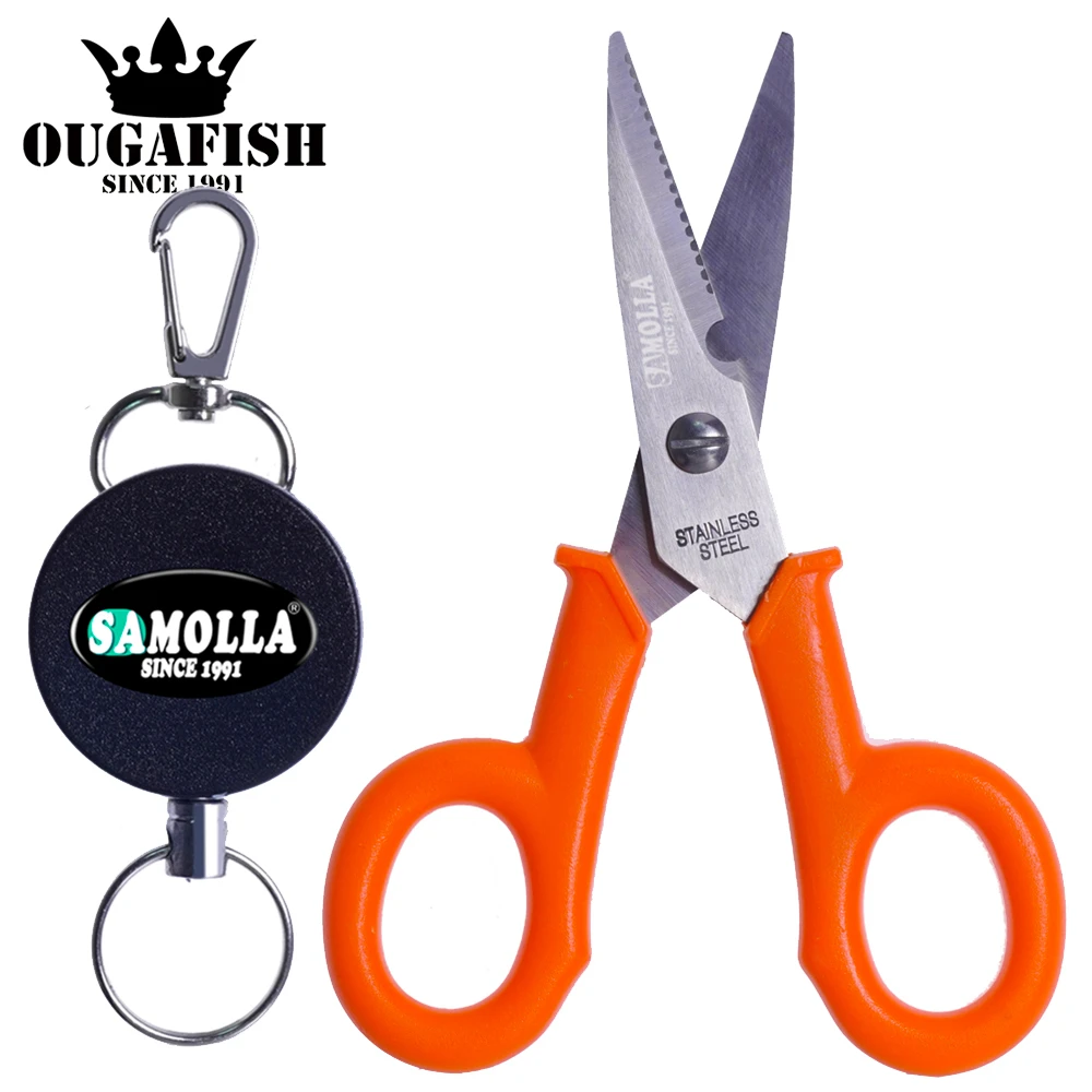 2022 Fishing Scissor Retractable Badge Holder Cut Braid Line 420 Stainless Steel Electrician Portable Scissors Cut Braid Line