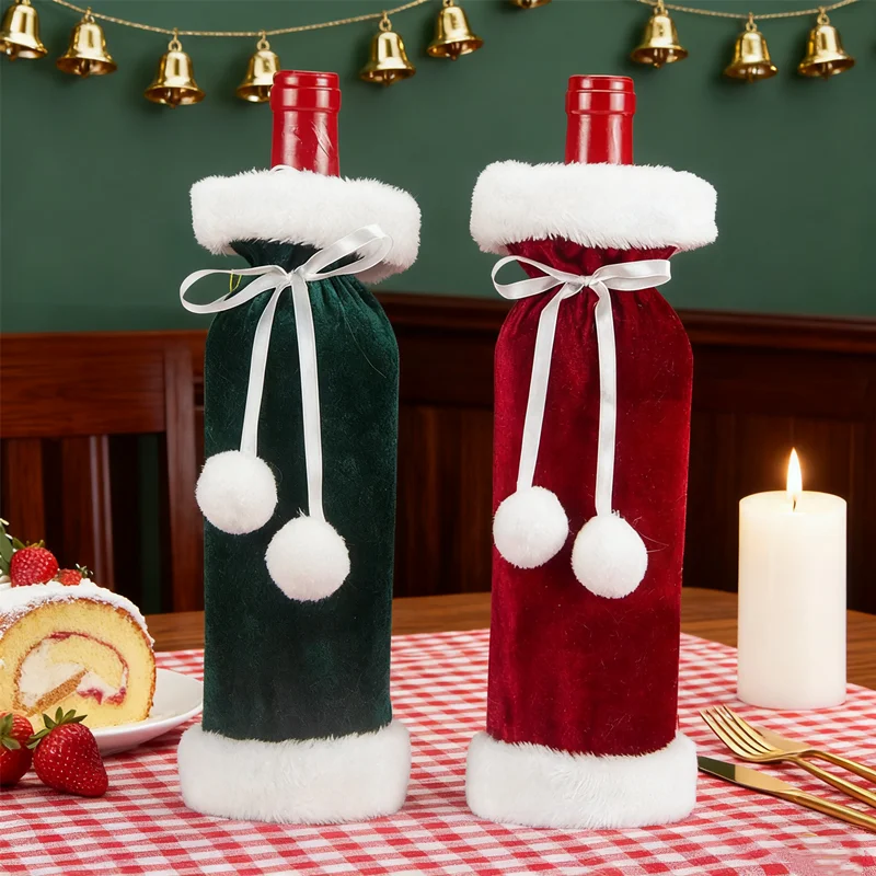 

1PCS Holiday Wine Bottle Bag, Reusable Christmas Gift Cover for Wedding Party, Festive Decoration for Xmas Birthday Celebration
