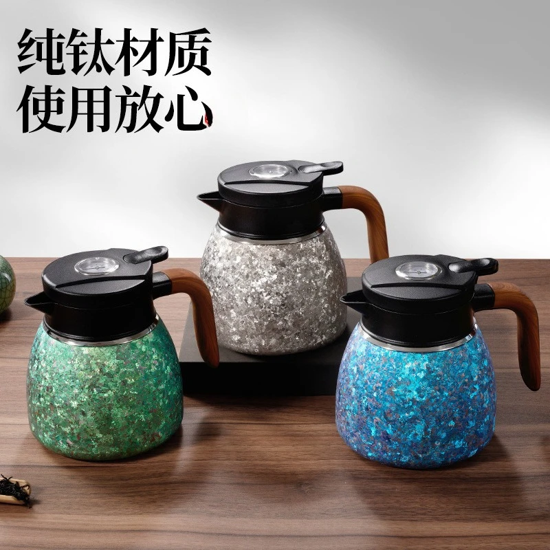 Titanium pot transfer pot, pure titanium fresh-keeping heat preservation pot inside and outside, stewed teapot