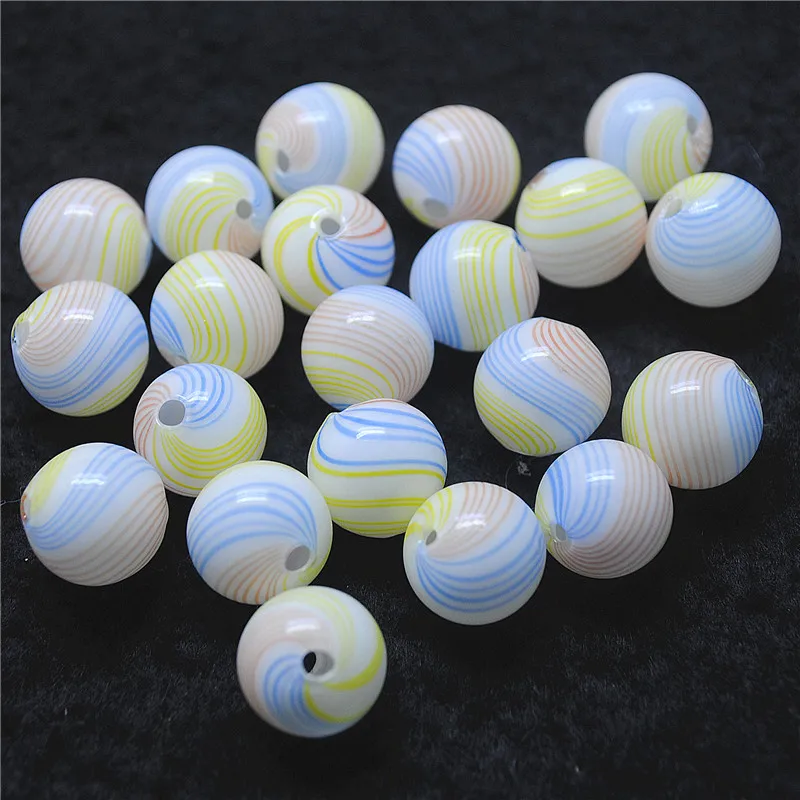 10PCS Hot Hollow Glass Matching Beads 15MM With Beatifully Line Handmade DIY Jewelry Making Accessories New Arrivals