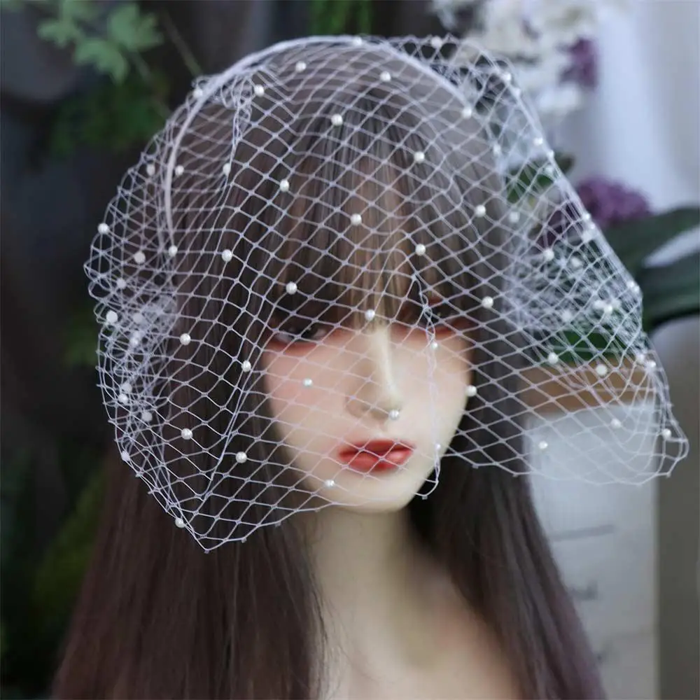 

New French Style Bride Veils Elegant White Bridal Headwear Satin Bow Fairy Wedding Headband Face Cover