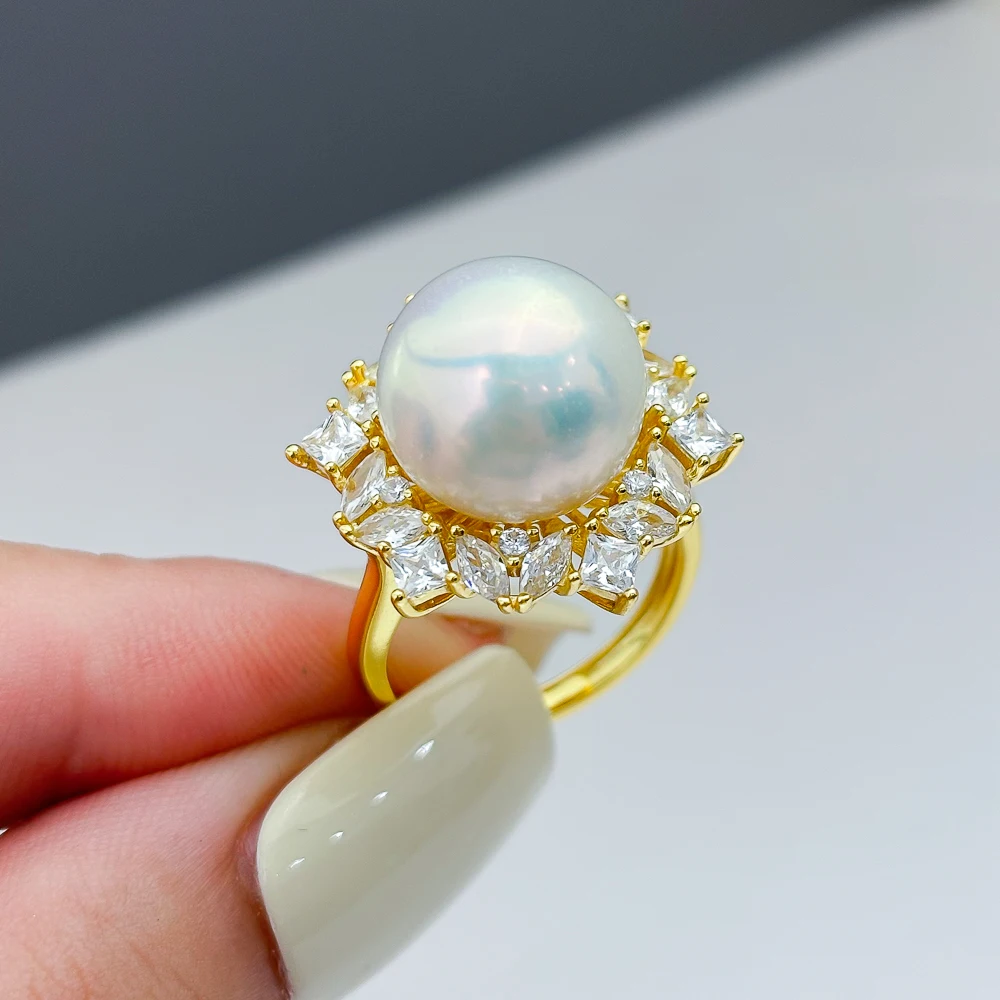 قائمة جديدة 925 فضة زهرة خاتم اللؤلؤ جولة فارغة دعم الحساسية هل DIY بها بنفسك أجزاء إكسسوارات المجوهرات هيبوالرجينيك