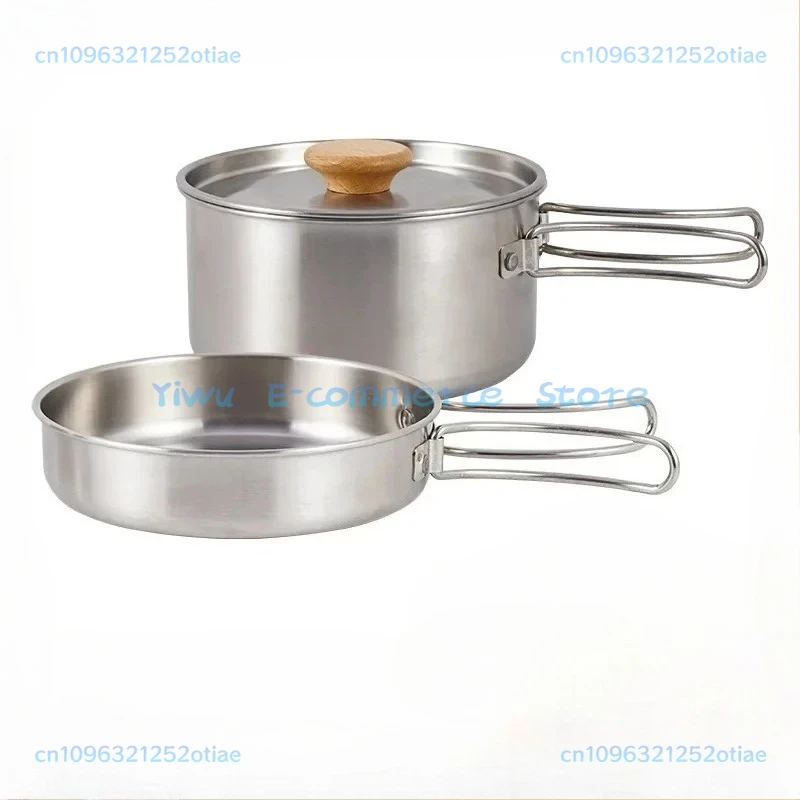 

304 Camping Cookware Set Stainless Steel Outdoor Cookware Kitchen Travel Travel Hiking Picnic Gear 2 Piece