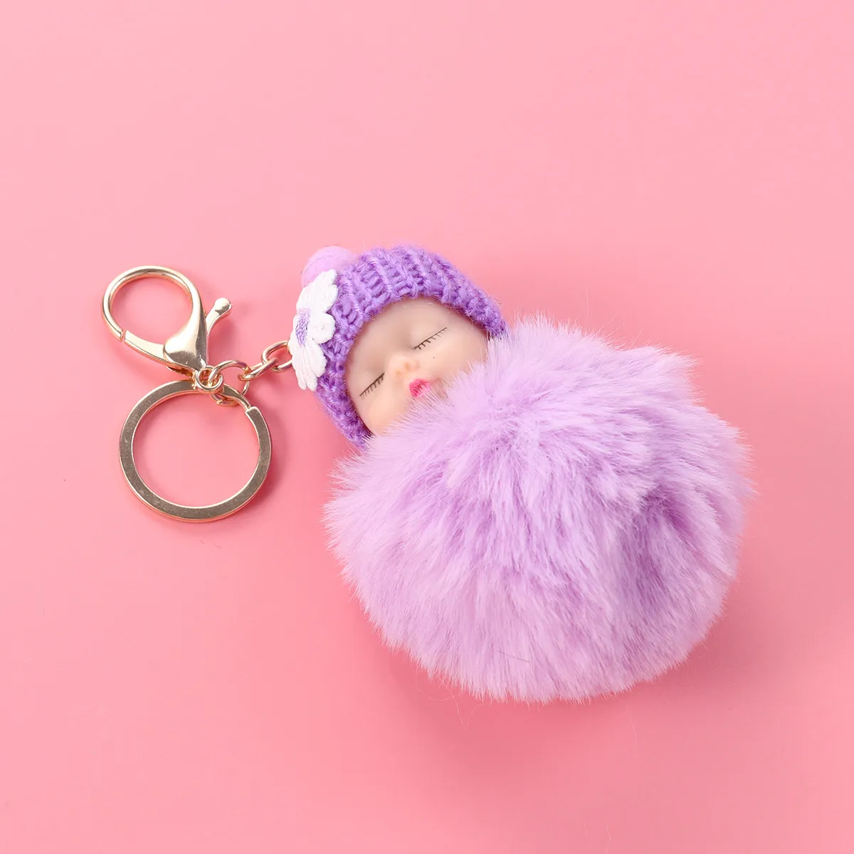 

Cartoon Soft Keychain Cute Pendant for Keys Bags Backpacks Cars Home Decor Birthday Christmas Graduation Gift Violet Color May