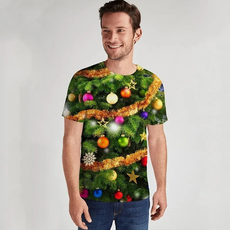 Christmas T-shirt: 3D glowing tree print with special effects | The opening fashion item for summer celebrations