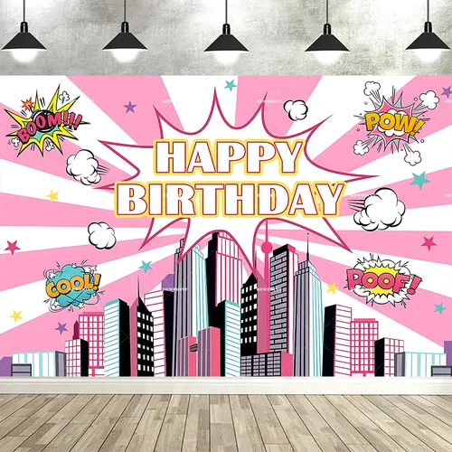 Imagen 2 del producto Fondo de chica monstruosa, suministros para fiesta de cumpleaños, foto de fondo, decoración de mesa de pastel, pancarta