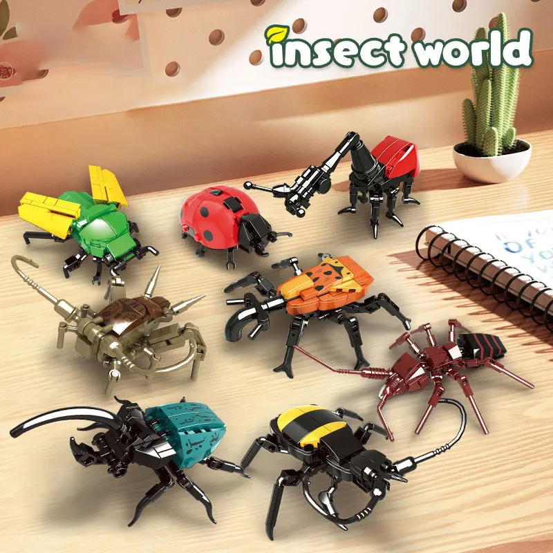

MOC Farm Vegetable Garden Cute Animals Insect Dragonfly Spider Mantis Centipede Grasshopper Honeybee Building Block Bricks Toy