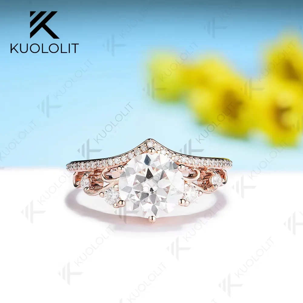 Kuololit 2CT OEC круглый ограненный Муассанит кольцо 10K 14K ТВЕРДОЕ ЗОЛОТО кольца для женщин солитер розовое золото для помолвки рождественские подарки Kuololit 2CT OEC круглый ограненный Муассанит кольцо 10K 14K ТВЕРДОЕ ЗОЛОТО кольца для женщин солитер розовое золото для помолвки рождественские подарки