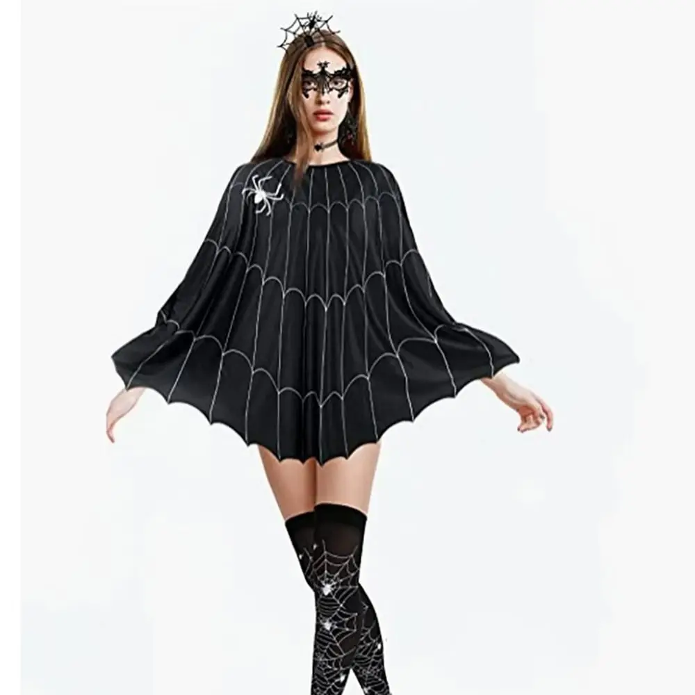 Cool Clothing Prop Halloween Cosplay Cape Fun Interaction Loose Ghost Hooded Cloak Spider Net Pumpkin Witch Cosplay Cloak Gift