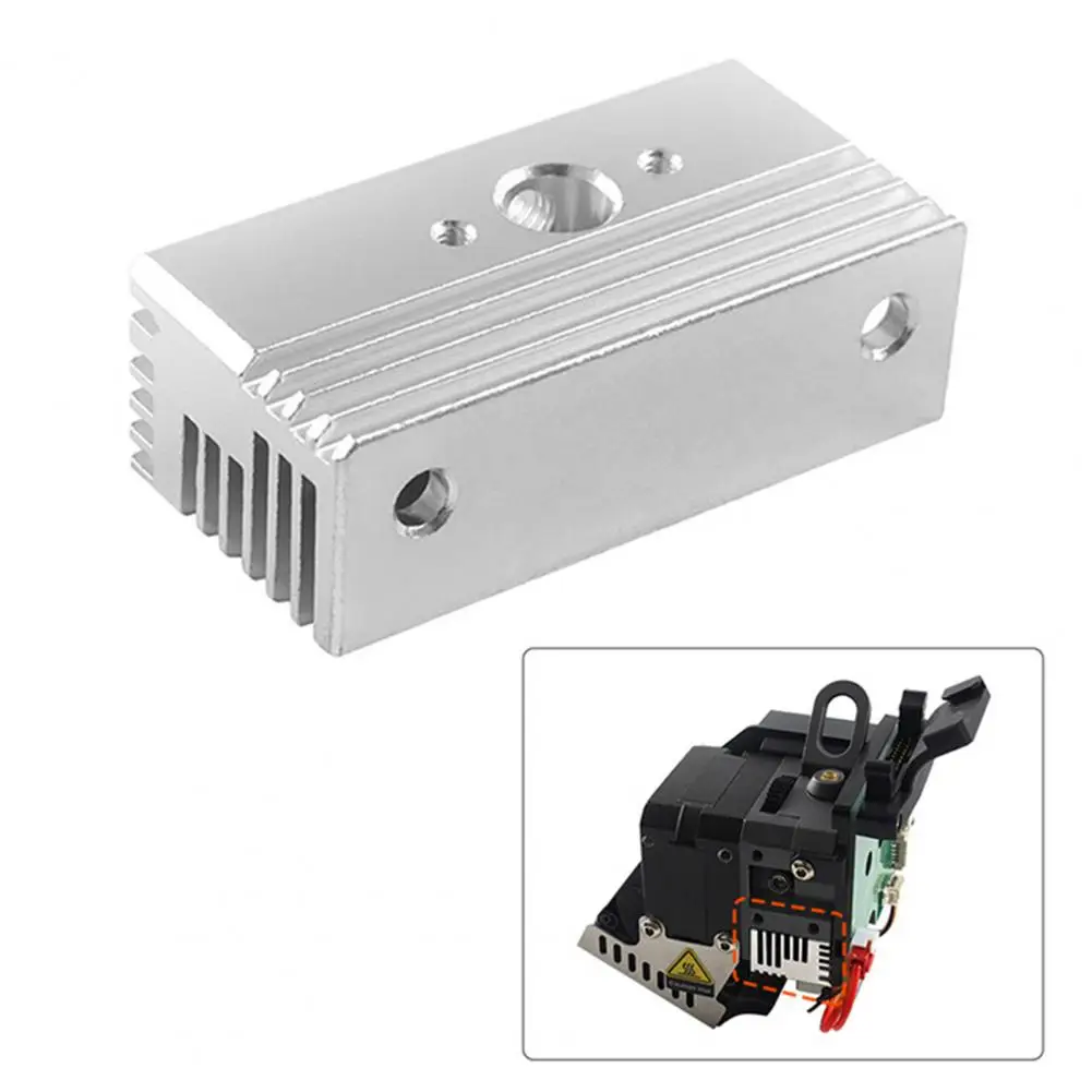 3D Printer Extruder Cooling Block Efficient Heat Dissipation Heavy Duty Aluminum Alloy 3D Printer Parts Accessories