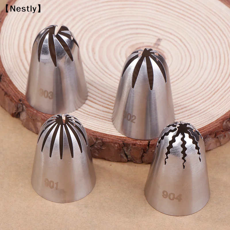 901 902 903 904 Stainless Steel Large Size Close Star Piping Nozzle Cream Icing Tips Cake Fondant Kitchen Baking Tool〔Nest〕