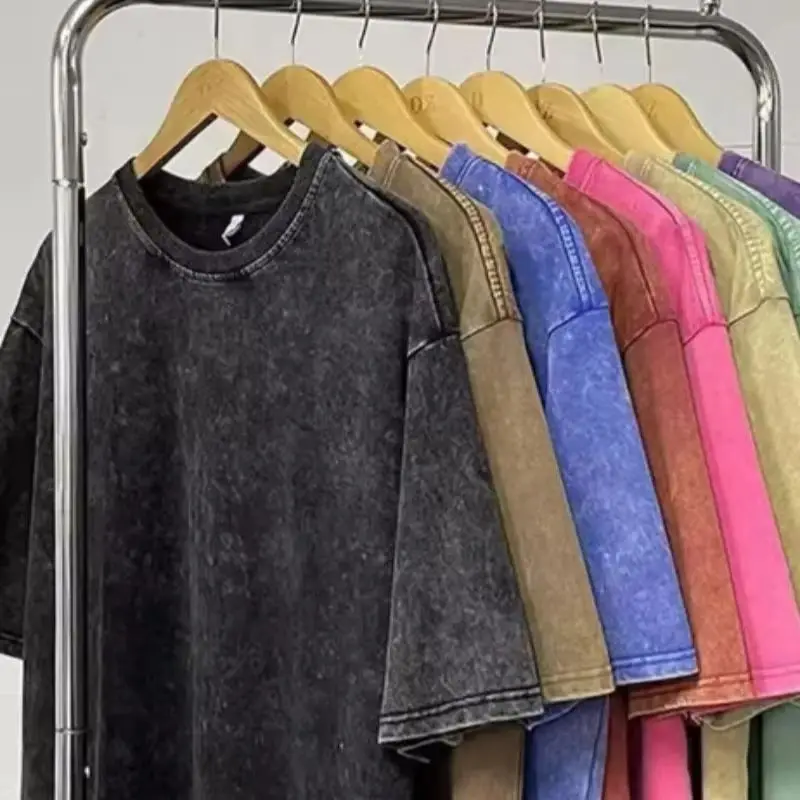 

2025 Washed Vintage T-Shirts Street Hip Hop Retro Punk T Shirt women Harajuku Casual Cotton Short Sleeve Acid Wash TShirts top