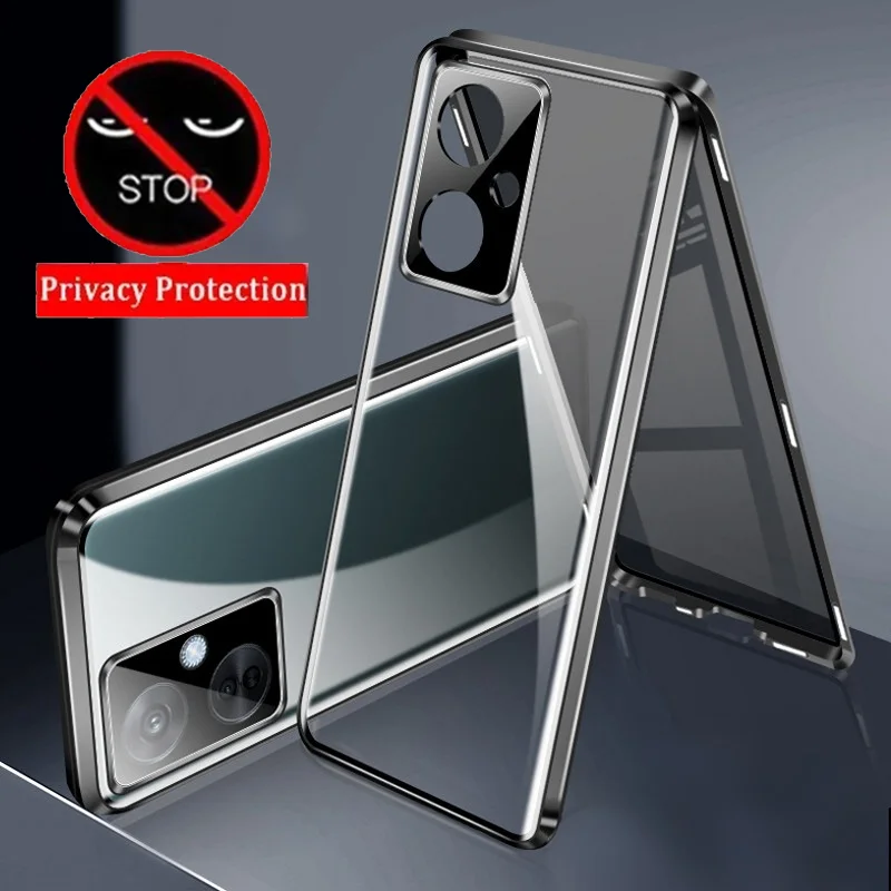 

Privacy Double Sided Tempered Glass Phone Case For OnePlus Nord CE 4 Lite 5G Metal Magnetic Lens Protection Anti Spy Cover Cases