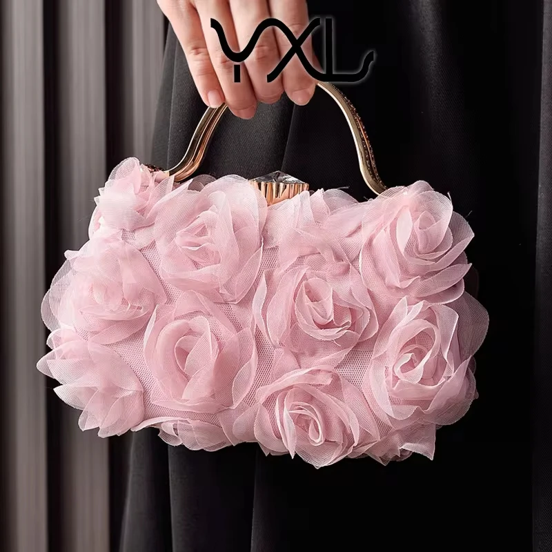 

New European & American Floral Evening Clutch Bags Luxurious Niche-Designed Bridal Wedding Handbags Shoulder Crossbody Bags