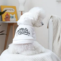 Pet Autumn Winter Hooded Sweatshirt Cute Pocket Clothes Dog Cat Clothing with Hat White Sweatshirt Dog Clothes for Small Dogs