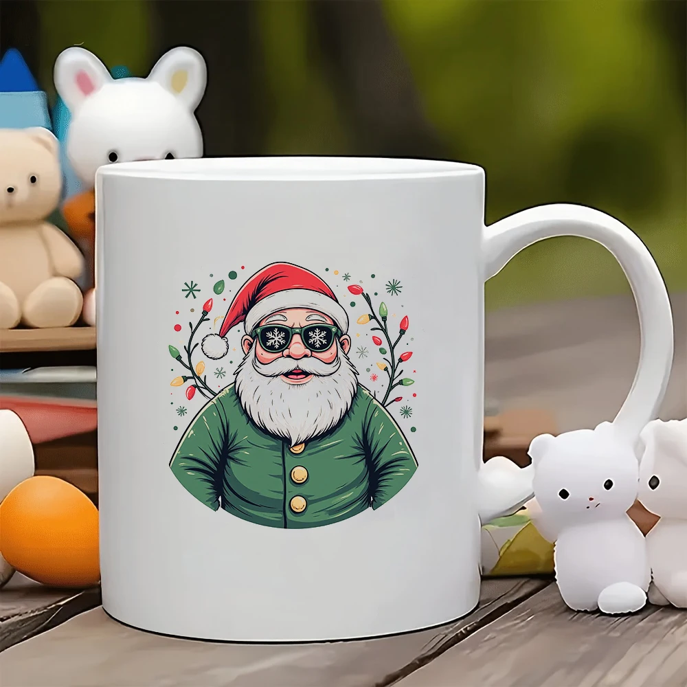 

11oz Santa Claus cartoon mug + Festive Atmosphere Cup Family Office Coffee Cup Christmas Gift Selection