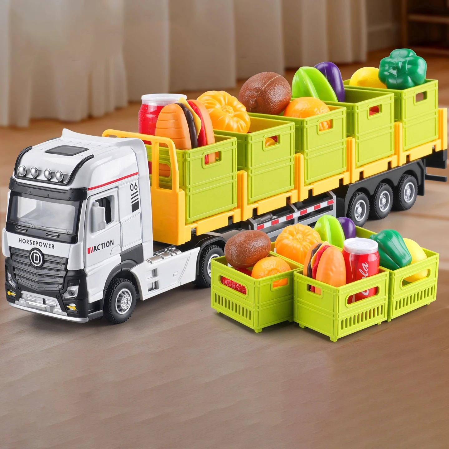 Voiture de Transport de fret 1:32, jouet Double couche, modèle en alliage moulé sous pression, son et lumière, modèles de véhicules d'ingénierie pour garçon, cadeau