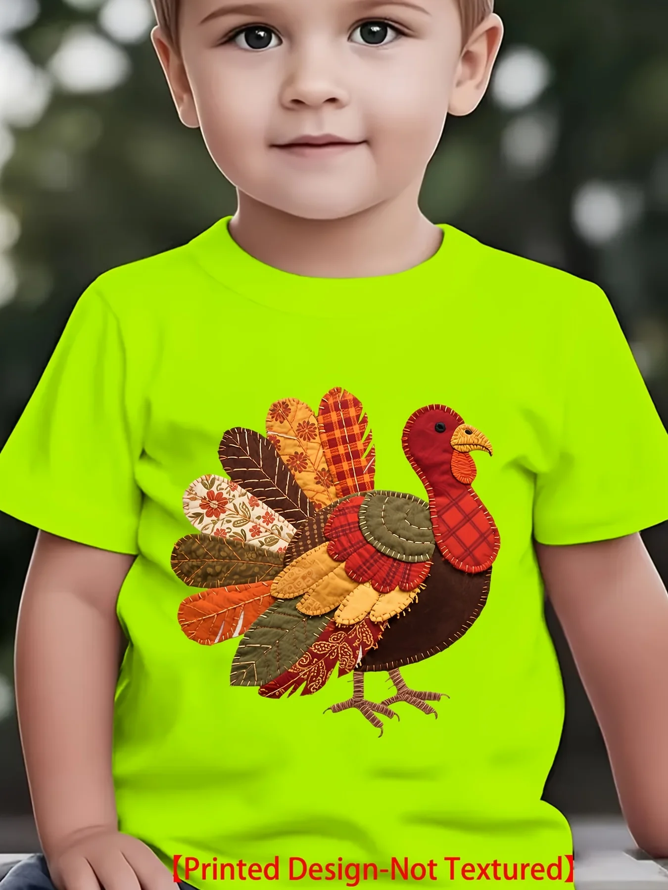 Thanksgiving Summer Children's Fashion Short Sleeve T-shirt Turkey Fabric Element Printed Outdoor Casual Parent Child Top