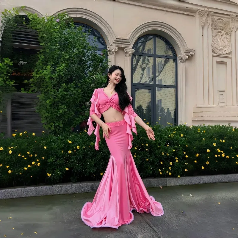 

Customized Belly Dance Costumes Women's Design Sense Big Skirt,fish Tail Long Skirt Practice Outfit Performance Group Outfit Set