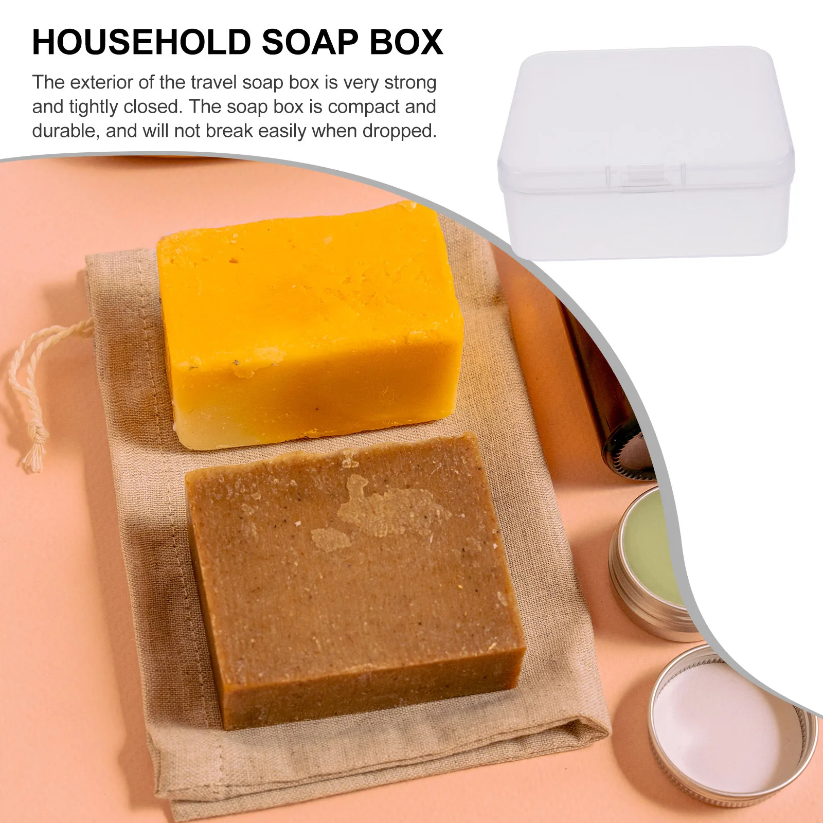 

10pcs Clear Pp Storage Box Seamless Travel Soap Container Compact Leakproof Portable Organizer For Bathroom Household