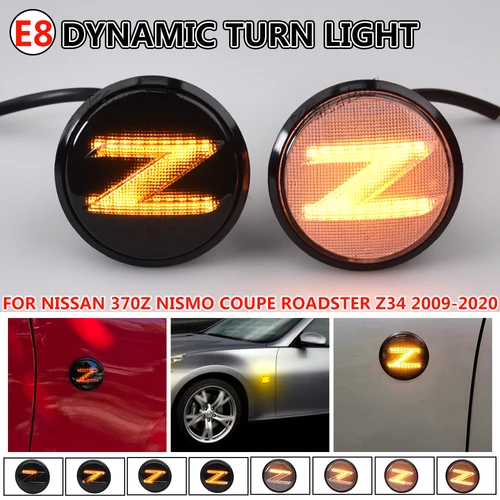 Imagen 1 del producto 2X Led dinámico Z Logo luz de posición lateral intermitente secuencial para Nissan Nismo 370Z 350Z Coupe Z34 Z33 2003-2020 Accesorios