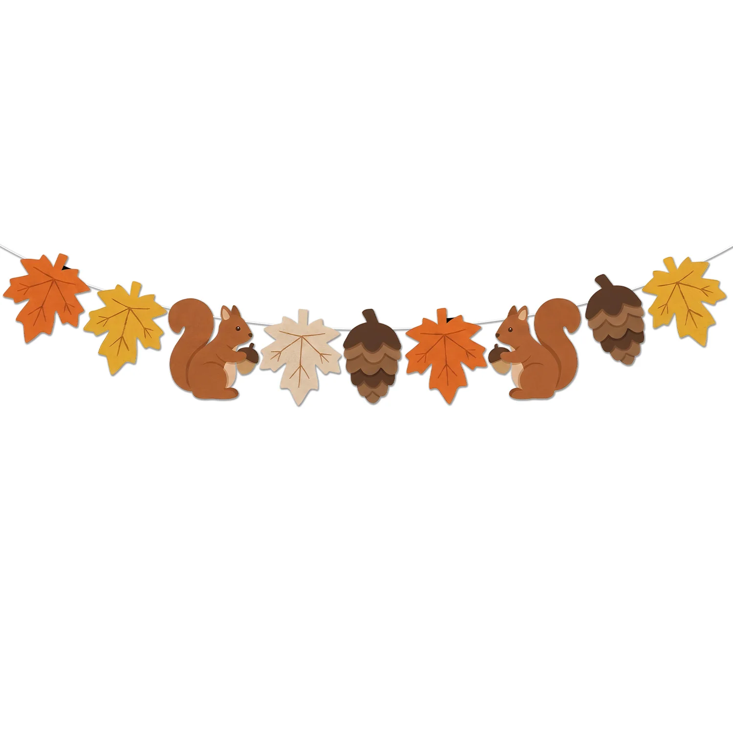 Fall Felt Pumpkin Pinecone Maple Leaf Garland Autumn Harvest Banner for Fireplace Mantel, Thanksgiving Home Decoration Halloween view 6