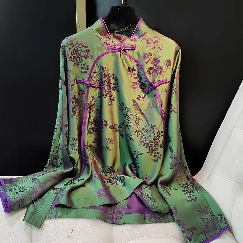 New Tang Suit Shirt National Style Traditional Elegant Embroidery Women Chinese Vintage Blouse Size 4XL Loose Female Hanfu Tops