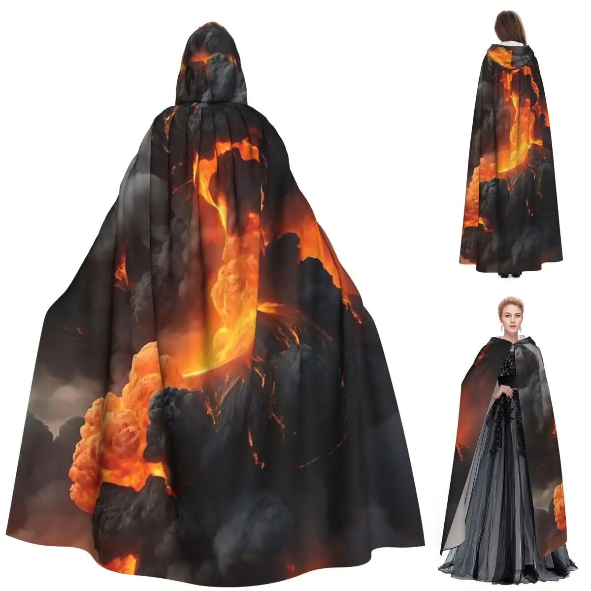

Вулкан дым длинный плащ с капюшоном ведьма средневековый костюм косплей накидка