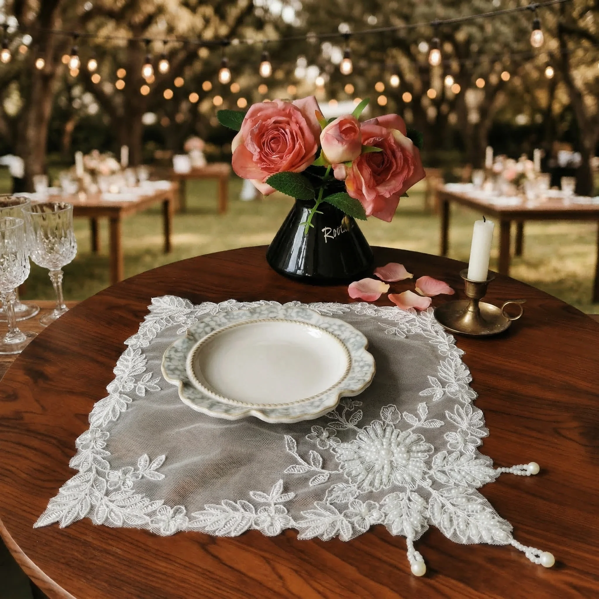 4/6/8/10pcs Placemat Set Washable Placemats Wedding Lace Leaf Table Mat Elegant Plates Mats Lace Table Napkin Easter Decorations