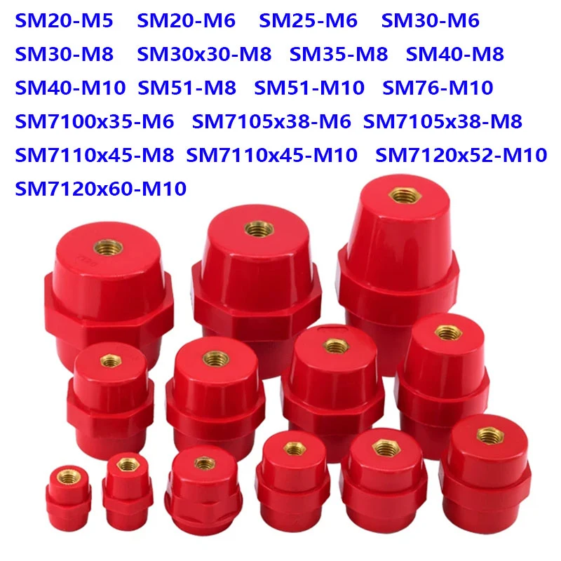 Diameter 15mm - 27mm Height 20~76mm SM Red Resin Enhanced Water Resistant Busbar Support Insulator SM20 25 30 35 38 40 45 - 7120