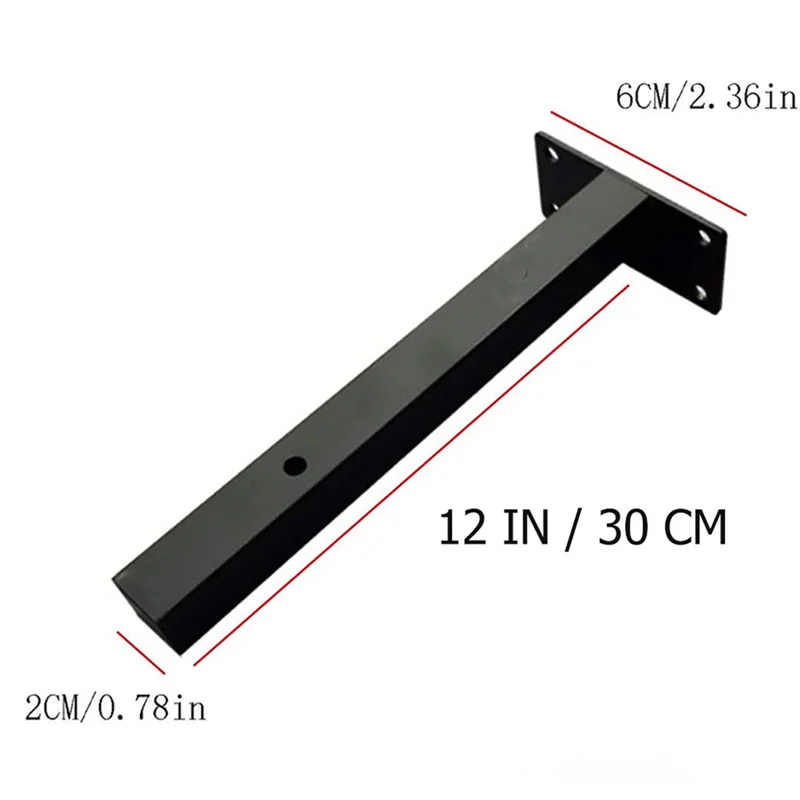 ABZL 2Pcs Floating Bracket Wall Shelf Iron Support Heavy Duty Black Board Home Office Kitchen Storage Rack Shoe Ledge