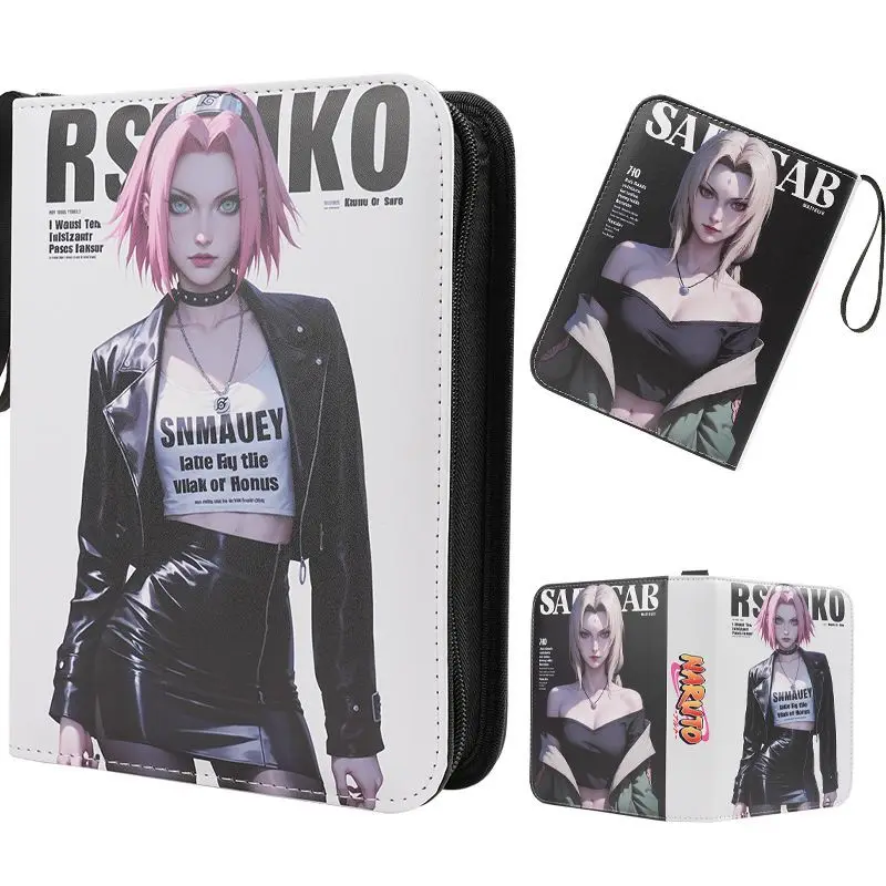Anime Naruto PU Zipper Card Pack Album Book Itachi Sasuke Collection Card Storage Folder Hold Game Cards Binder Holder
