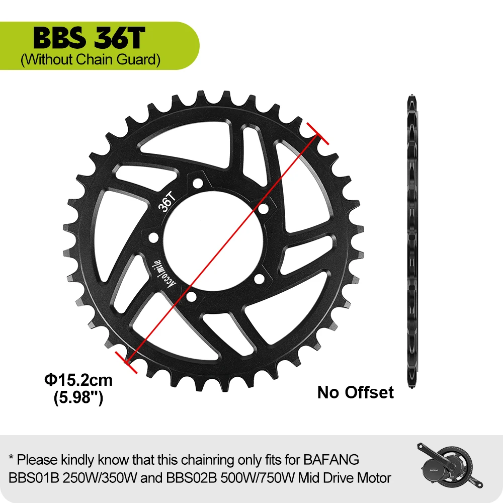 36T Chainring Sprocket BAFANG Motor Chainwheel For BBS01 BBS01B BBS02 BBS02B 250W 350W 500W 750W Motor Electric Bicycle Parts