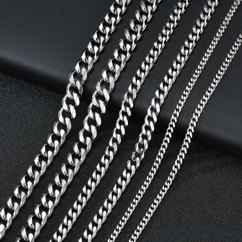 3.5-7MM Wide Stainless Steel Necklaces For Men Punk Cuban Link Chain Choker Women Hip Hop Fashion Party Jewelry Accessories