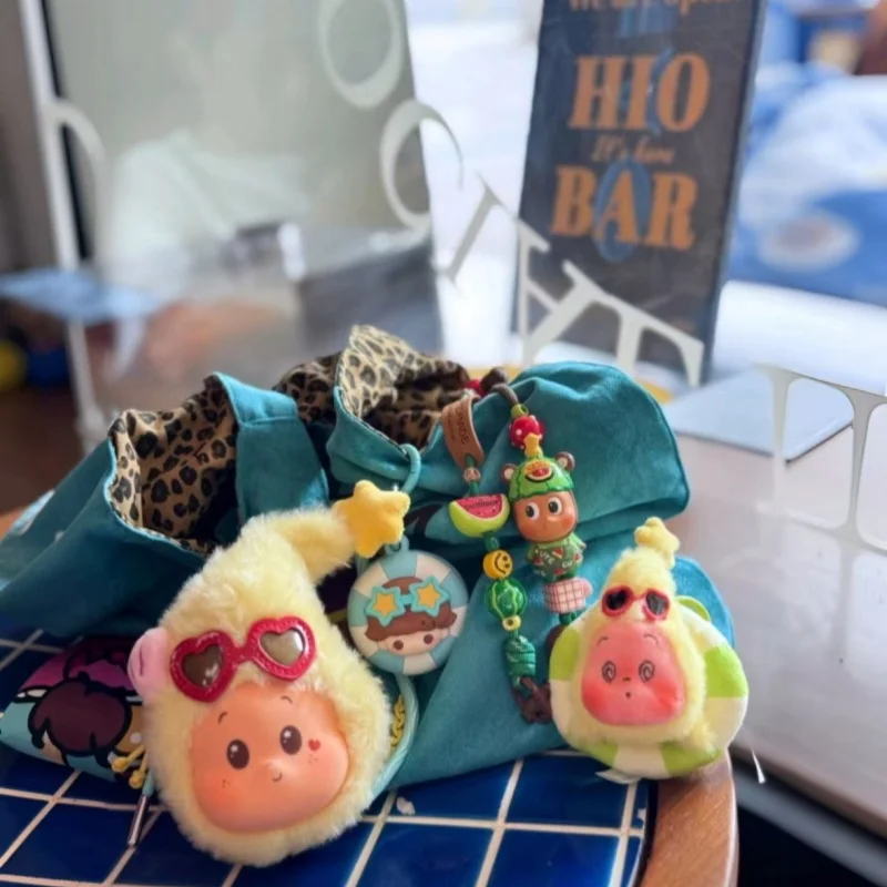 POP MART POP BEAN Island Vacation Series Mini Plush Pendant Trendy Blind Random Box Toys Mystery Box Guess Bag Action Figure