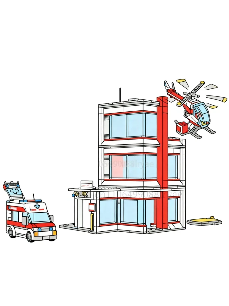 

816 штук городских серий, больничные строительные блоки, подходящие для набора украшений дома, модель MOC, сборка, строительные блоки, игрушка в подарок