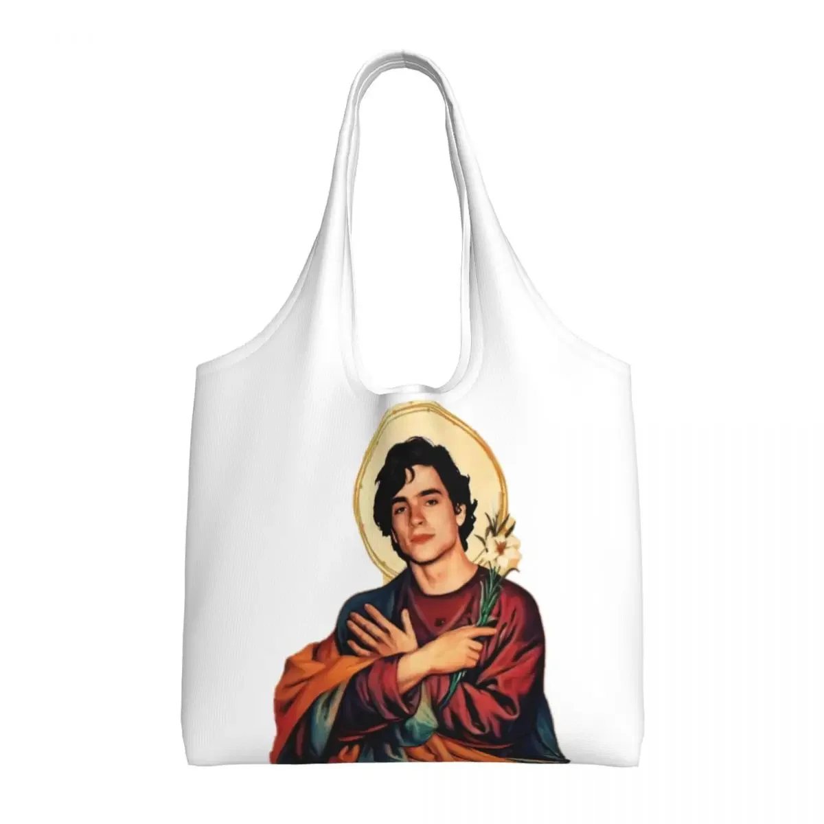 Funny Saint Timothee Chalamet Shopping Tote Bag Recycling 90s TV Actor Canvas Groceries Shopper Shoulder Bag Photography Handbag