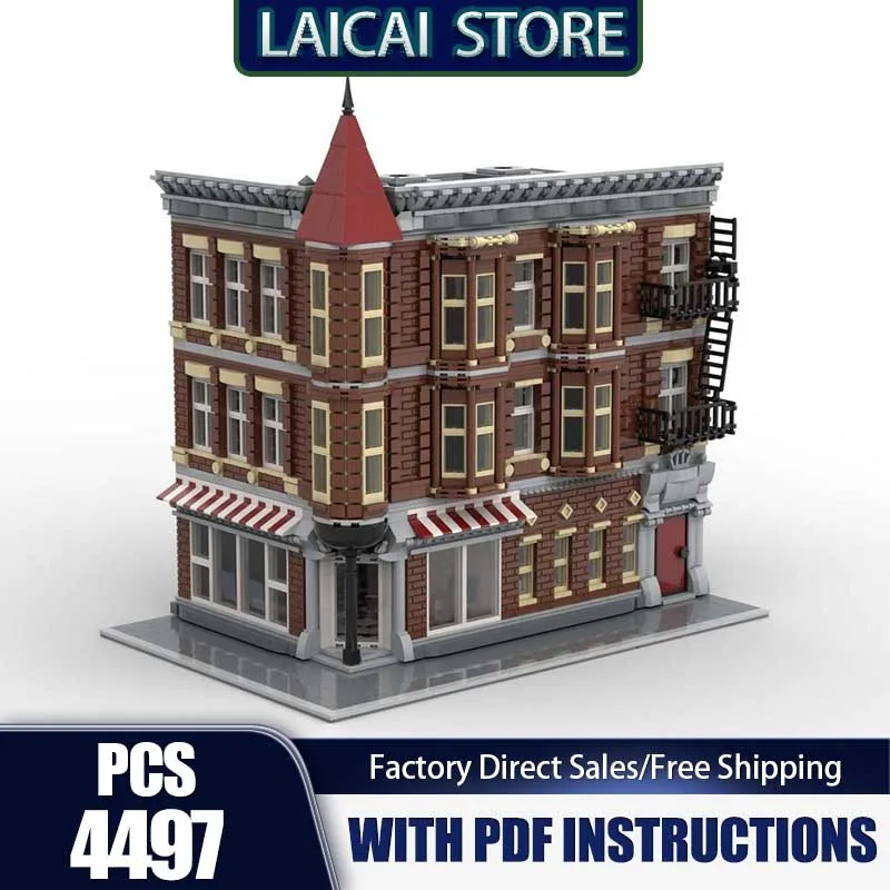 

City Street View Moc Building Bricks Victorian Architecture Model Building Technology Modular Block DIY Christmas Toy Gifts