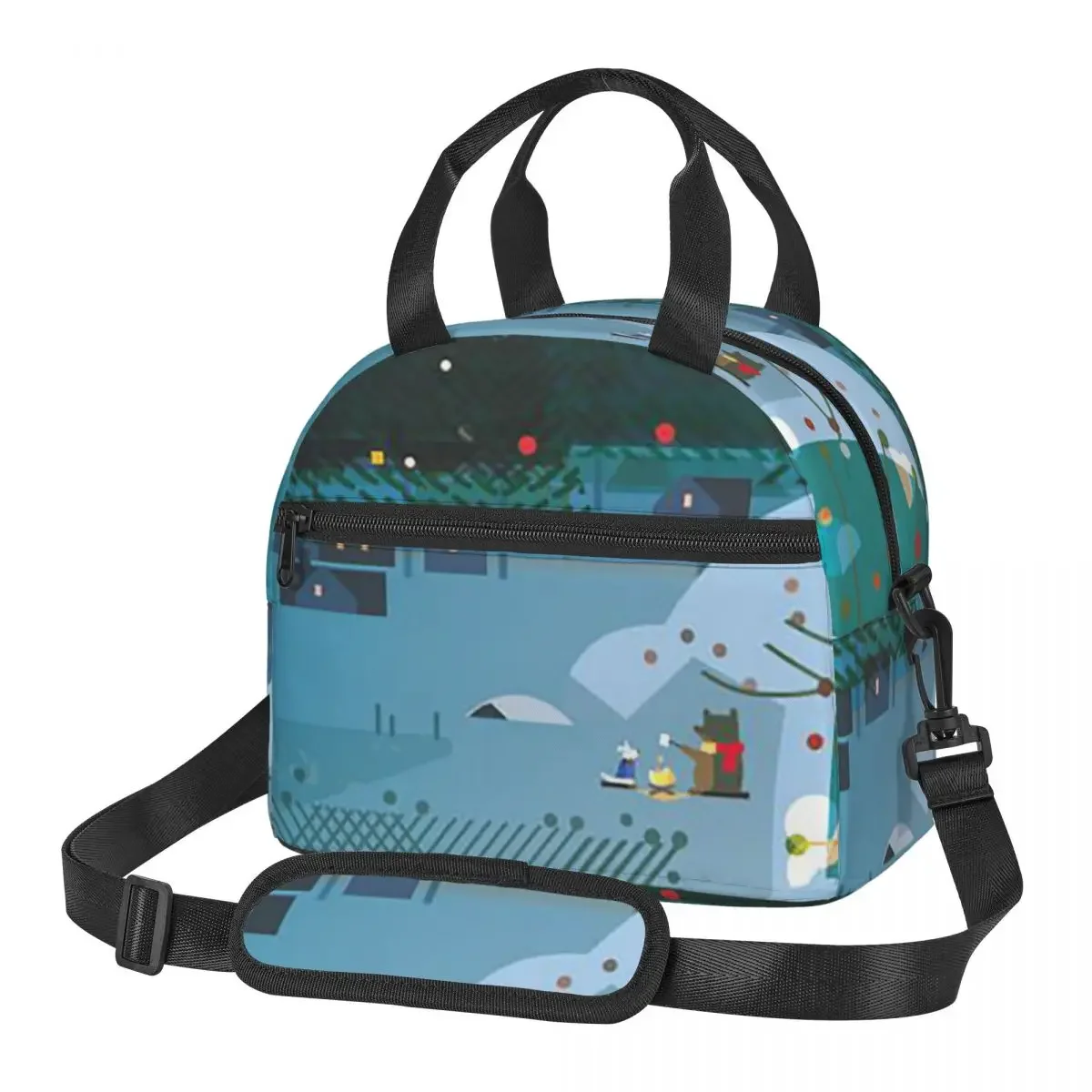 

Merry Christmas and Happy Holidays! Lunch Bags Insulated Bento Box Portable Lunch Tote Picnic Bags Thermal Bag for Woman School
