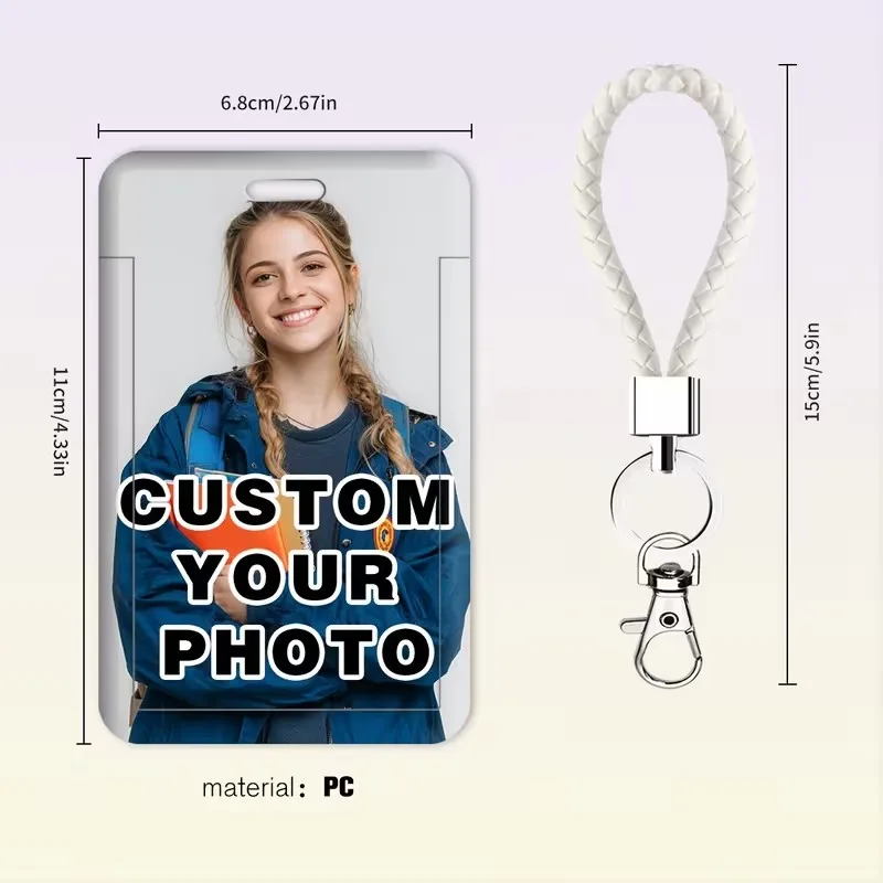 Custom DIY Business ID Name Card Badge Holder Case Bags Credit Card Covers With Lanyard Work Badge Student Bus Hard Card Sleeve
