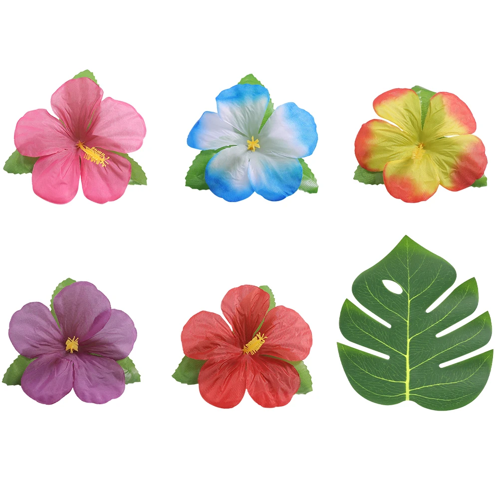 48 Stück künstliche Palmblatt-Blumenköpfe, gefälschtes Blatt, hawaiianischer Dschungel, Strand, Thema, Geburtstagsfeier, Esstisch, Hochzeitsdekoration – Detail 7