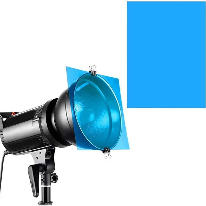 9Pcs Gel Light Filter Color Correction Colored Overlays Film Lighting Gel Filter For Film,Video,Photo,Stage (Blue)